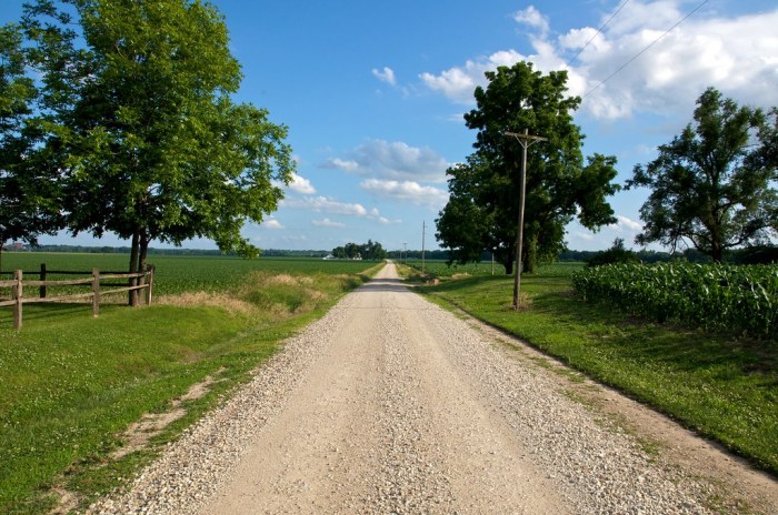 When a paved road intersects an unpaved road